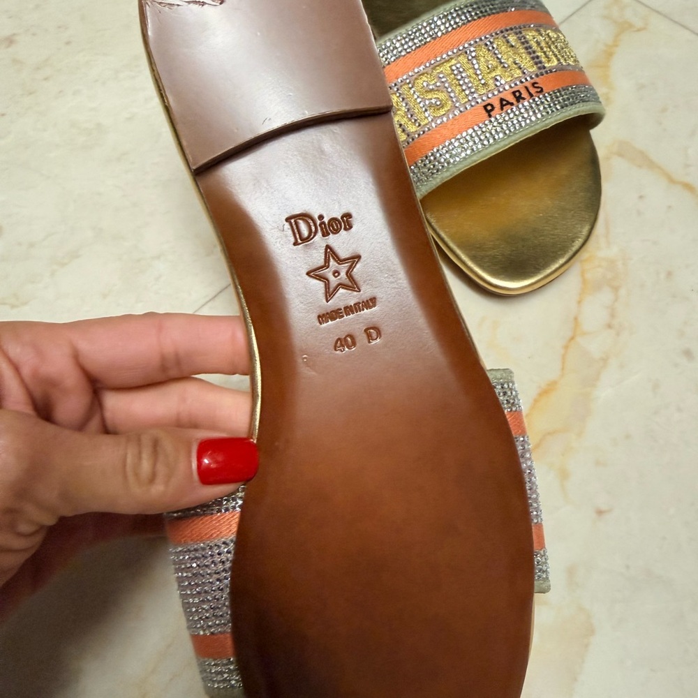 Christian Dior Dway Gold and Silver Slides - Picture 4 of 4